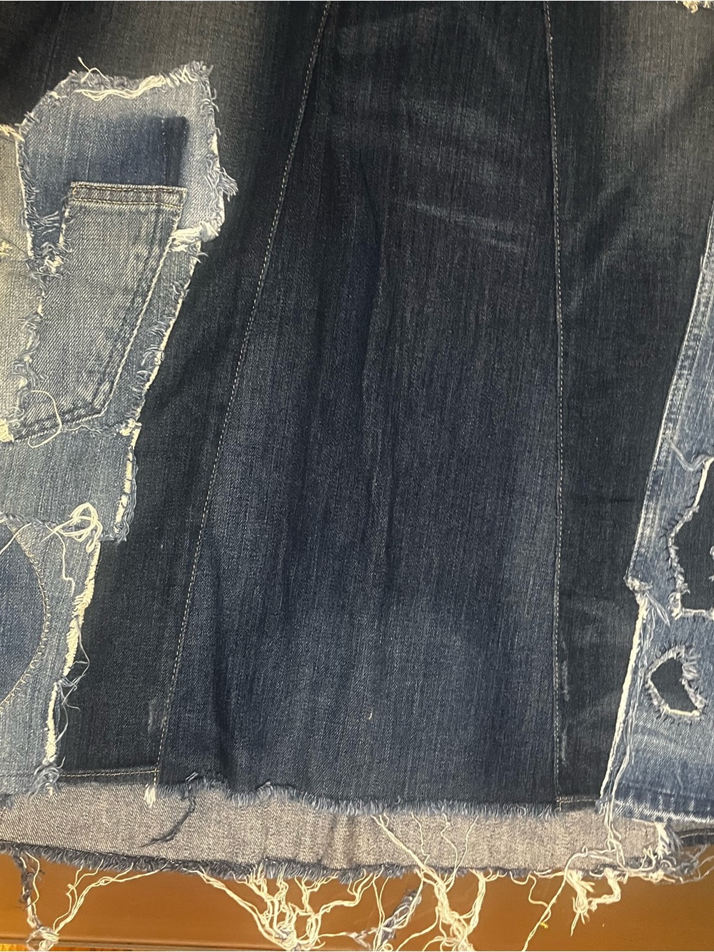 Ralph Lauren Denim & Supply Distressed Patchwork Maxi Denim Skirt Size 25 Rare - Picture 5 of 8